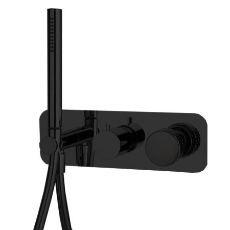 Fima Carlo Frattini Texture Collection Смеситель для душа, встраиваемый, с переключателем на 2 выхода, с ручным душем, цвет: чёрный матовый, артикул F5619WX2XNS