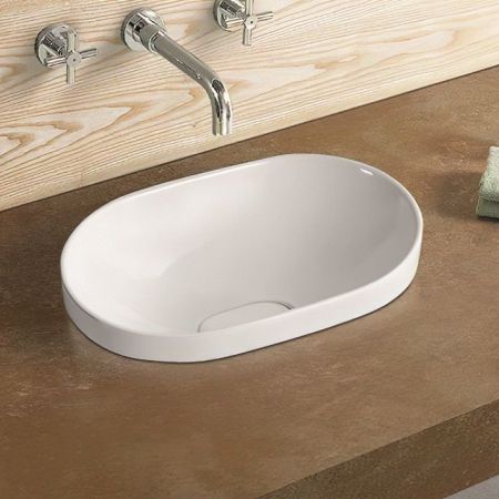 Раковина керамическая полувстраиваемая AM-5006-B, цвет белый, 585х385х165, артикул AM-5006-B