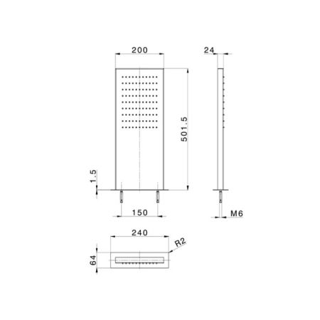 CISAL Zen Shower Верхний душ настенный 50х20х0,24 см, цвет полированная нержавеющая сталь, артикул ZS022060D2