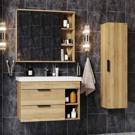 Тумба Onika Легран 80 подвесная, дуб галифакс (ум. Como-80)