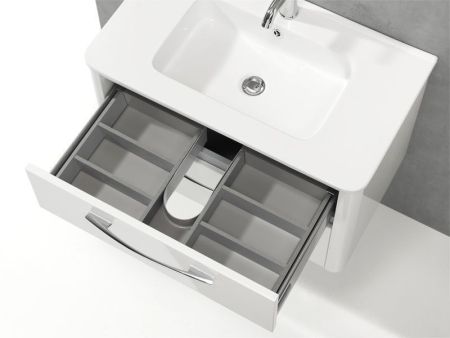 IBX Berta 80 см: тумба (1 ящик) и белая керамическая раковина, цвет мебели отелло