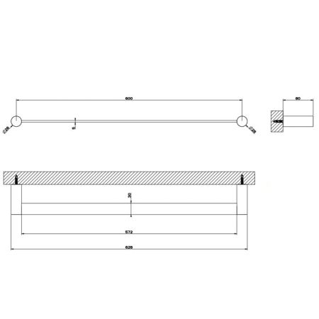 GESSI 316 Полотенцедержатель, 60 см, цвет: Black XL, артикул 54803#299