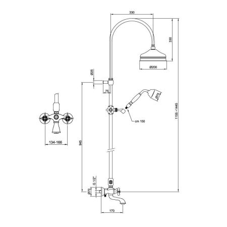 Душевая система Webert Ottocento OT721208065, бронза, артикул OT721208065