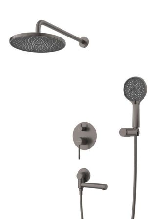 RELAX-VDSET-01 Душевой комплект встраиваемый с изливом (смеситель встраиваемый, верхний душ, ручной душ со шлангом, штуцер с держателем), хром, артикул RELAX-VDSET-01