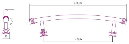 ПОЛКА (L - 370 мм) н/ж для ДР "СУНЕРЖА" (Шампань), артикул 020-2011-0370