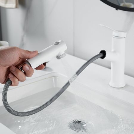 Смеситель для раковины многофункциональный Raffine F281C, белый