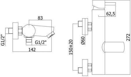 Смеситель для ванны с душем Paffoni Stick SK022CR, артикул SK022CR