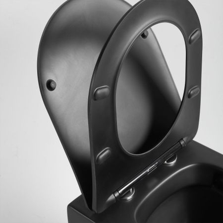 Унитаз подвесной Piatti VT1-11SMB, цвет черный матовый, ультратонкое soft-close сиденье, артикул VT1-11SMB