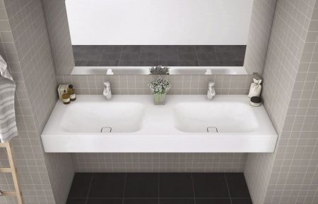 Консольная раковина из литьевого мрамора CEZARES TITAN-2-LVB-SOSPESO, артикул TITAN-1800-2-LVB-SOSPESO