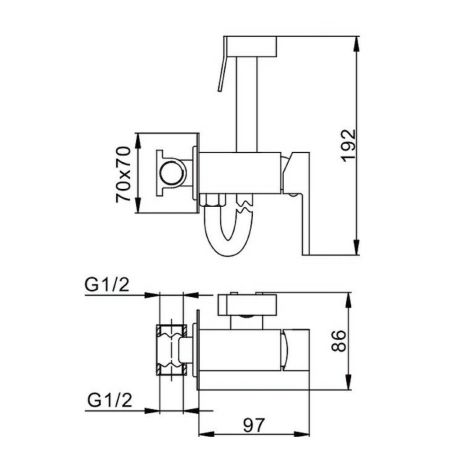 Гигиенический душ со смесителем Splenka S98.52.07, серый