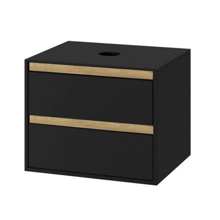 Тумба под накладную раковину EXCELLENT Tuto 60 см (черный матовый/дуб), 2 ящика, артикул MLEX.0104.600.BKBL