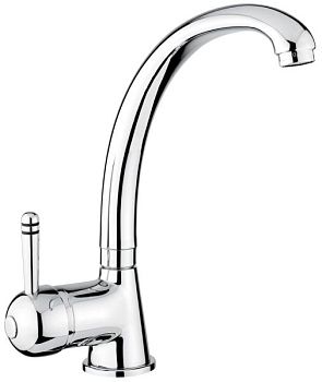 Emmevi Laguna, однорычажный кухонный смеситель (поворотный излив 20,5 см), с металлической ручкой и без донного клапана, цвет хром