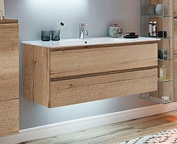 Marlin 3290fair, тумба под раковину 117 см, (2 одинаковых по высоте ящика), цвет дуб натуральный