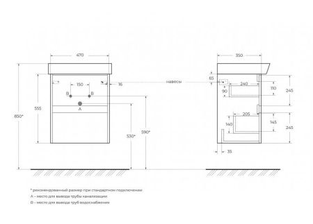 Мебель для ванной комнаты BELBAGNO NEON 500, артикул NEON-500-1C-SO-PB