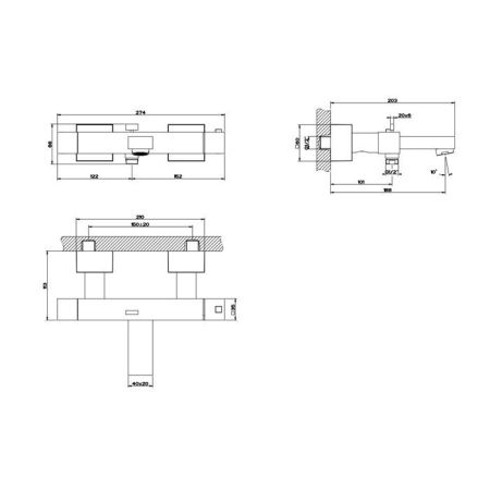Gessi Rettangolo Термостатический смеситель для ванны с автоматическим переключателем ванна/душ, цвет: черный, артикул 20111#299