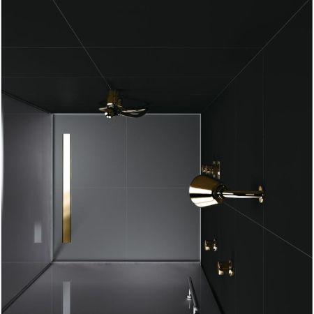 Желоб BERGES водосток В1 Keramik 500, золото глянец, S-сифон D50 H60 боковой, артикул 092116