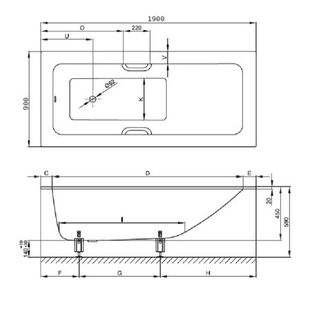 Опора для ванны, Bette, универсальная, комплект-2 штуки, артикул B23-1500