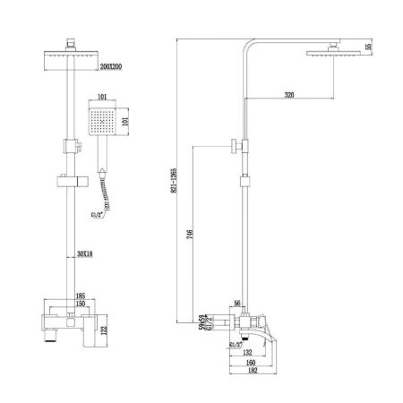 Душевая система Fmark FS8645-1Q, графит
