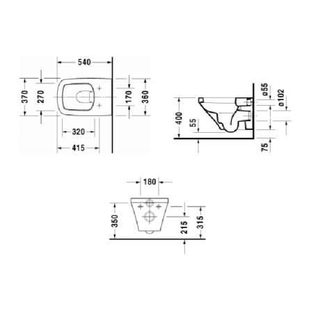 Duravit DuraStyle Комплект: унитаз подвесной 540х370 мм, 255209 + сиденье с микролифтом 006379, цвет белый ЦЕНА)