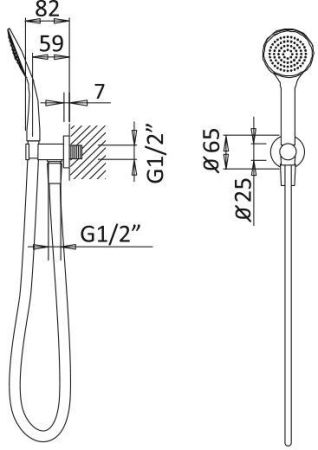 Ручной душ со штуцером-держателем и шлангом 175 см CZR-B-KD-01, артикул CZR-B-KD-01