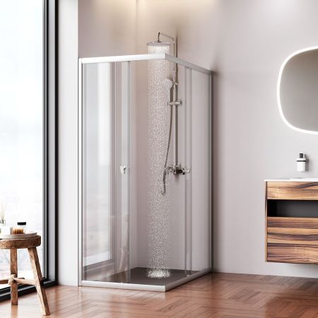 W87G-403-12080-MT Sunny душ огражд прямоугольн, раздвижн двери 120x80 серебро,стекло прозрачн