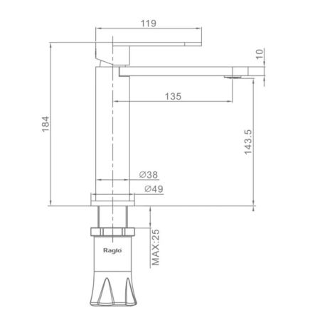 Смеситель для раковины Raglo R10.10.09, графит, артикул R10.10.09