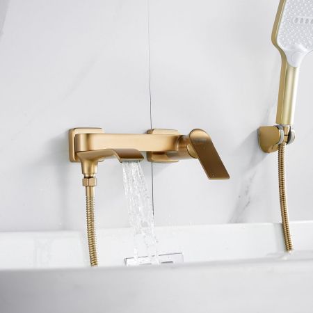 Смеситель для ванны Shevanik S4102G, золотой сатин