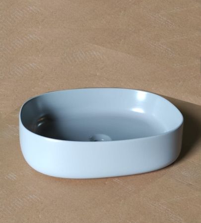 White Ceramic Jumper, накладная прямоугольная раковина 50x40x13h см, цвет серый матовый, артикул W0717FM