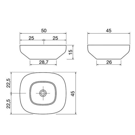 ANTONIO LUPI AGO Раковина 500х450х150 мм., для установки на столешницу, с самотечным донным клапаном и фитингом для сифона, Flumood, цвет белый