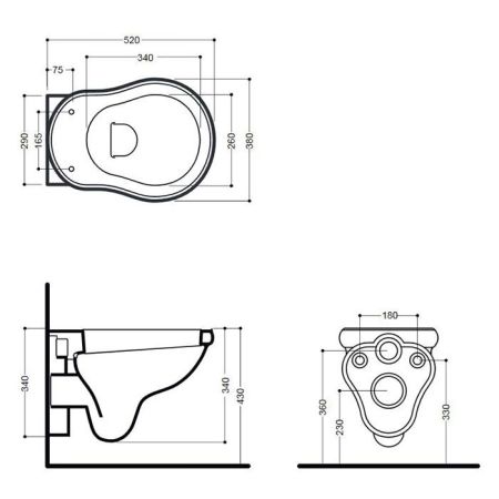 KERASAN Retro Унитаз подвесной 52*38см, цвет белый, артикул 101501