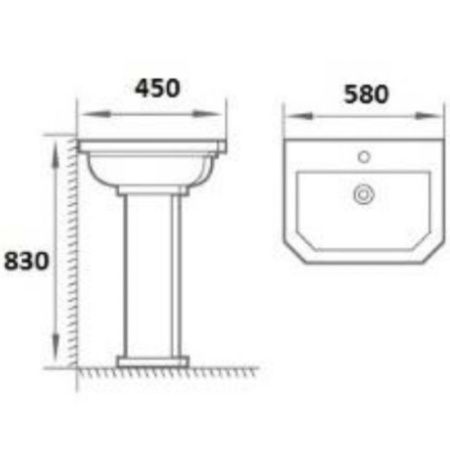 Раковина BOHEME с пьдесталом, 580мм, Vogue