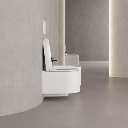 Унитаз, Salini, Gemelli, безободковый (с открытым смывным краем), тип установки-подвесной, ширина, мм-405, глубина, мм-520, высота, мм-425, форма чаши-овальная, выпуск-горизонтальный, материал-S-Stone (искуственный камень), бачок-необходима система инстал, артикул 240121KSM