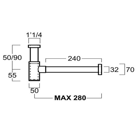 SIMAS Сифон цилиндрической формы для биде, хром, артикул SIF 125 cr