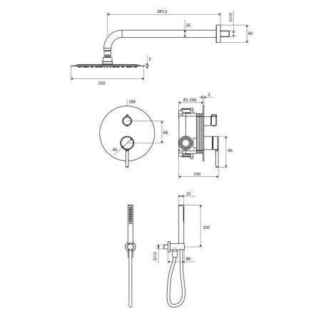 Система для душа скрытого монтажа EXCELLENT Pi AREX.SET.1247CR (хром), артикул AREX.SET.1247CR