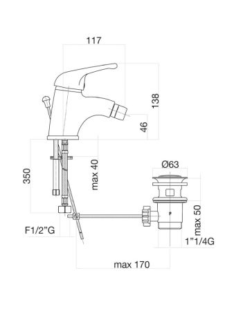 Смеситель для биде Fiore KING 39CR3210, хром, артикул 39CR3210
