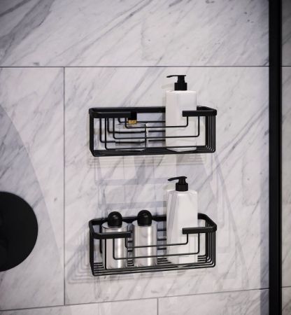 Gedy, решётка прямоугольная 1-уровневая (25,2х10,2хh8,6), цвет черный матовый, артикул 2419(14)