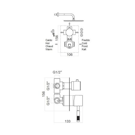 Смеситель для душа встраиваемый Webert Rimini RI880601015, хром