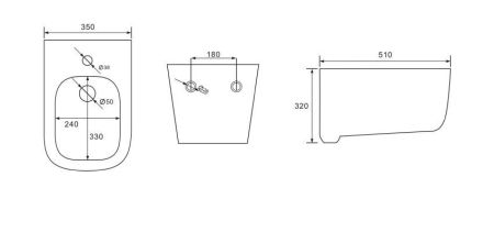 Биде подвесное AQUATEK ДИВА AQ1012-00, 510*350*320 мм, цвет белый, артикул AQ1012-00
