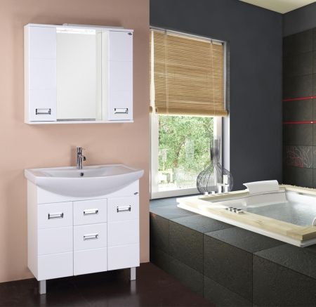 Шкаф-зеркало Onika Балтика 80 белый, с подсветкой, артикул 208024