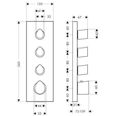 AX Starck Organic Встраиваемый термостат для душа, 3 потреб, (внешняя часть), цвет: хром