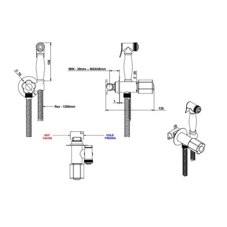 Bongio Fleur Noir Гигиенический душ, цвет хром/черный фрафор