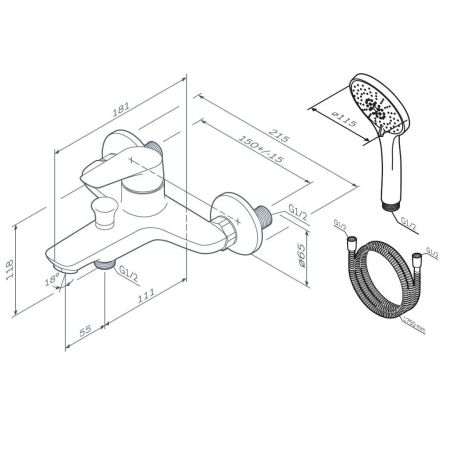 F85E15000 Joy, смеситель для ванны/душа, душевой набор, хром, шт., артикул F85E15000