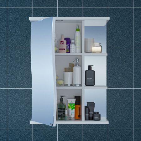 Зеркальный шкаф СаНта Волна 55 с подсветкой, левый 101011