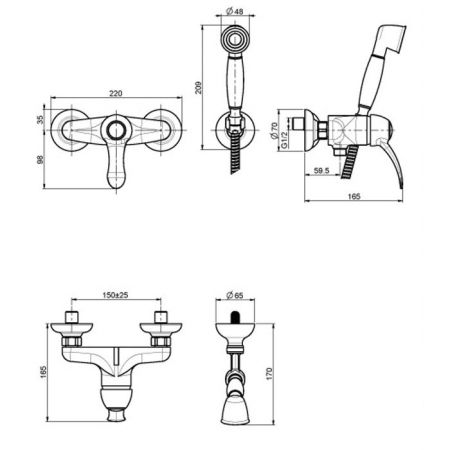 FIMA|Carlo Frattini Lamp Смеситель для душа внешнего монтажа, с душевым комплектом, цвет хром, артикул F3305CR