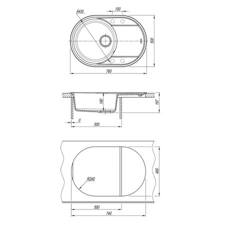 Кухонная мойка Lemark LACHA 760 врезная овальная с крылом из кварцгранита цвет: Шампань  (9910060), артикул 9910060