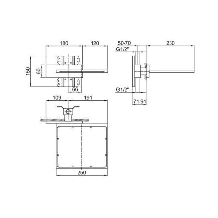 Fantini Milano Верхний душ с функцией водопада, латунь, настенный, цвет: хром, артикул 86 02 8043B