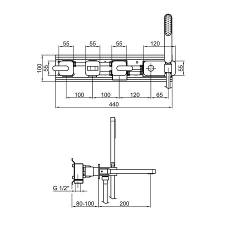 Смеситель для ванны Webert Living LV720901345, никель, артикул LV720901345