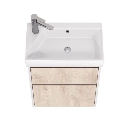 Тумба с раковиной подвесная Dreja Slim 55 см, белый/дуб кантри, артикул 99-0500-com