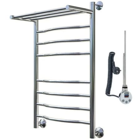 Электрический полотенцесушитель Тругор Лотос 2 элТЭН 80x50 с полкой Хром, артикул Лотос2/элТЭН8050П