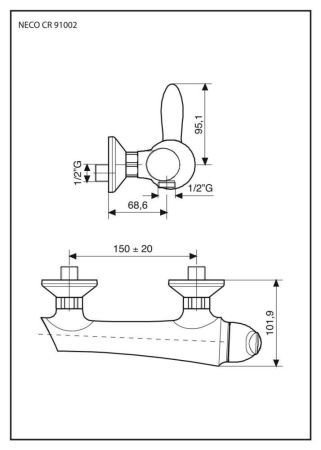 Emmevi Neco, однорычажный смеситель для душа без набора для душа, цвет хром, артикул 91002/CR